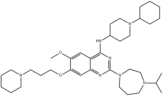 1320288-17-2 N-(1-环己基-4-哌啶基)-2-[六氢-4-异丙基-1H-1,4-二氮杂卓-1-基]-6-甲氧基-7-[3-(1-哌啶基)丙氧基]-4-喹唑啉胺