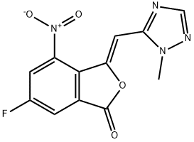 1(3H)-Isobenzofuranone,6-fluoro-3-[(1-Methyl-1H-1,2,4-triazol-5-yl)Methylene]-4-nitro-,(3Z)- Structure