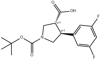 Boc-(+/-)-trans-4-(3,5-difloro-phenyl)-pyrrolidine-3-carboxylic acid Structure