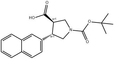 Boc-(+/-)-trans-4-(2-naphthyl)-pyrrolidine-3-carboxylic acid Struktur