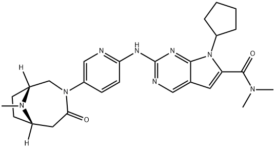 7-Cyclopentyl-N,N-dimethyl-2-[[5-[(1R,6S)-9-methyl-4-oxo-3,9-diazabicyclo[4.2.1]non-3-yl]-2-pyridinyl]amino]-7H-Pyrrolo[2,3-d]pyrimidine-6-carboxamide|7-环戊基-N,N-二甲基-2-[[5-[(1R,6S)-9-甲基-4-氧代-3,9-二氮杂双环[4.2.1]壬烷-3-基]-2-吡啶基]氨基]-7H-吡咯并[2,3-D]嘧啶-6-甲酰胺