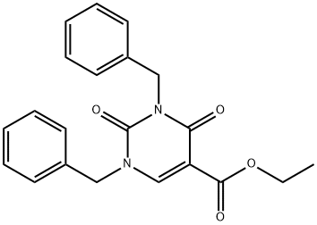1,3-ジベンジル-2,4-ジオキソ-1,2,3,4-テトラヒドロピリミジン-5-カルボン酸エチル 化学構造式