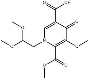 1-(2,2-ジメトキシエチル)-5-メトキシ-6-(メトキシカルボニル)-4-オキソ-1,4-ジヒドロピリジン-3-カルボン酸 化学構造式