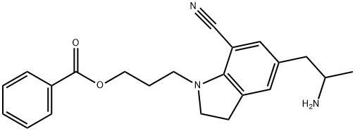 5-(2-氨基丙基)-1-[3-(苯甲酰氧基)丙基]-2,3-二氢-1H-吲哚-7-甲腈, 1338365-54-0, 结构式