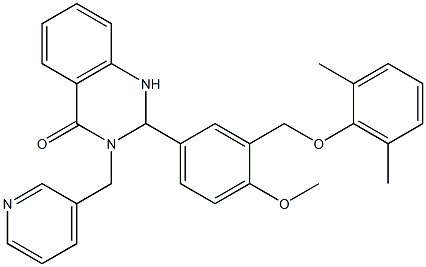 4(1H)-Quinazolinone, 2-[3-[(2,6-diMethylphenoxy)Methyl]-4-Methoxyphenyl]-2,3-dihydro-3-(3-pyridinylMethyl)-, 1338824-20-6, 结构式