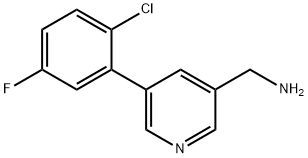 (5-(2-chloro-5-fluorophenyl)pyridin-3-yl)methanamine Struktur