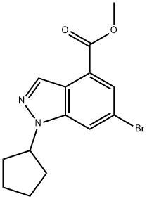 1H-Indazole-4-carboxylic acid,6-broMo-1-cyclopentyl-,Methyl ester 化学構造式