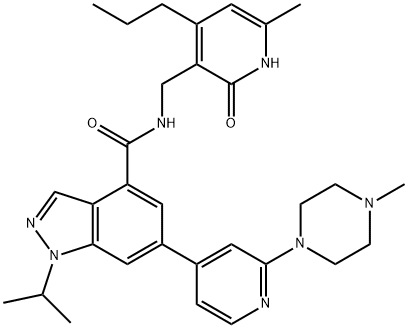 1346704-33-3 6-[2-(4-メチルピペラジン-1-イル)ピリジン-4-イル]-N-(1,2-ジヒドロ-2-オキソ-4-プロピル-6-メチルピリジン-3-イルメチル)-1-イソプロピル-1H-インダゾール-4-カルボアミド