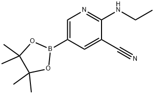 2-(乙基氨基)-5-(4,4,5,5-四甲基-1,3,2-二氧硼烷-2-基)烟腈,1346809-52-6,结构式