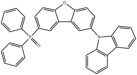 9-[8-(Diphenylphosphinyl)-2-dibenzofuranyl]-9H-carbazole 化学構造式