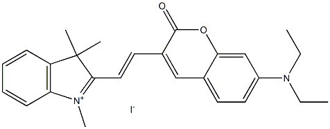 2-[2-[7-(二乙胺基)-2-氧代-2-H-1-苯并吡喃-3-基]乙烯基]-1,3,3-三甲基-3H-吲哚碘鎓盐, 1352626-59-5, 结构式