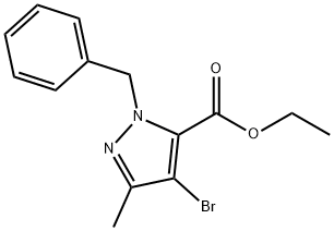 1-苄基-4-溴-3-甲基-1H-吡唑-5-羧酸乙酯,1352925-94-0,结构式