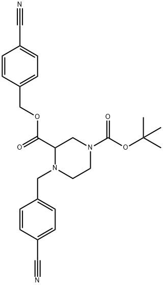 4-(4-Cyano-benzyl)-piperazine-1,3-dicarboxylic acid 1-tert-butyl ester 3-(4-cyano-benzyl) ester Structure
