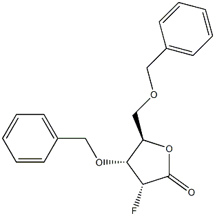 (3R,4R,5R)-4-(benzyloxy)-5-(benzyloxymethyl)-3-fluoro-dihydrofuran-2(3H)-one 化学構造式