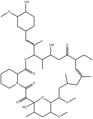 (E)-17-ethyl-1,14-dihydroxy-12[(E)-2-(4-hydroxy-3-Methoxycyclohexyl)-1-Methylvinyl]-23,25-diMethoxy-13,19,21,27-tetraMethyl-11,28-dioxa-4-azatricyclo[22.3.1.0(super4,9)]octacos-18-ene-2,3,10,16-tetrone Structure