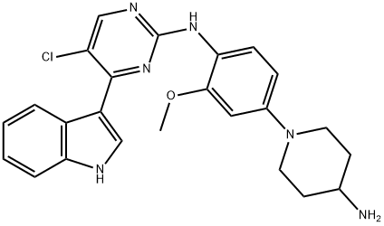 N-(4-(4-アミノピペリジン-1-イル)-2-メトキシフェニル)-5-クロロ-4-(1H-インドール-3-イル)ピリミジン-2-アミン 化学構造式