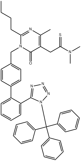 2-(2-butyl-4-Methyl-6-oxo-1-((2'-(1-trityl-1H-tetrazol-5-yl)-[1,1'-biphenyl]-4-yl)Methyl)-1,6-dihydropyriMidin-5-yl)-N,N-diMethylethanethioaMide|非马沙坦杂质1