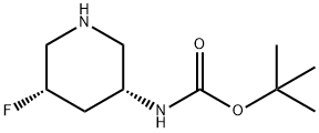 (3R,4S)-REL-3-(BOC-アミノ)-5-フルオロピペリジン 化学構造式