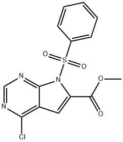 7-(苯磺酰基)-4-氯-7H-吡咯并[2,3-D]嘧啶-6-羧酸甲酯,1363382-96-0,结构式