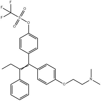 1,1,1-TrifluoroMethanesulfonic Acid  (E)-4-[1-[4-[2-(DiMethylaMino)ethoxy]phenyl]-2-phenyl-1-buten-1-yl]phenyl Ester Structure