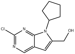 (2-クロロ-7-シクロペンチル-7H-ピロロ[2,3-D]ピリミジン-6-イル)メタノール 化学構造式