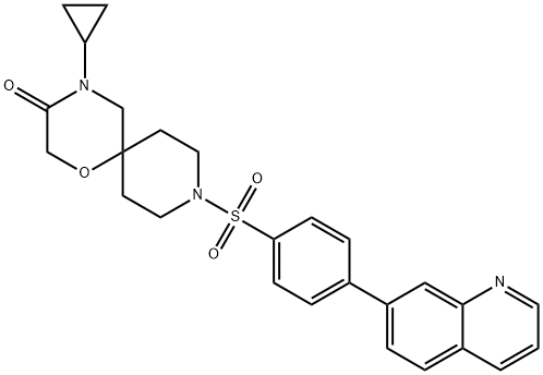 4-Cyclopropyl-9-(4-quinolin-7-yl-benzenesulfonyl)-1-oxa-4,9-diaza-spiro[5.5]undecan-3-one 化学構造式