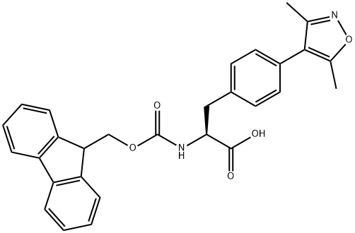 L-PHENYLALANINE, 4-(3,5-DIMETHYL-4-ISOXAZOLYL)-N-[(9H-FLUOREN-9-YLMETHOXY)CARBONYL]-, 1381790-25-5, 结构式