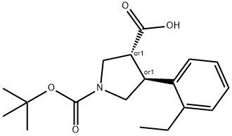 Boc-(+/-)-trans-4-(2-ethyl-phenyl)-pyrrolidine-3-carboxylic acid,1381947-40-5,结构式
