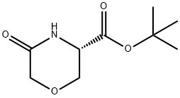(3S)-5-オキソ-3-モルホリンカルボン酸1,1-ジメチルエチルエステル 化学構造式