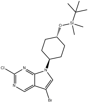 5-ブロモ-7-[TRANS-4-(TERT-ブチルジメチルシラニルオキシ)シクロヘキシル]-2-クロロ-7H-ピロロ[2,3-D]ピリミジン 化学構造式