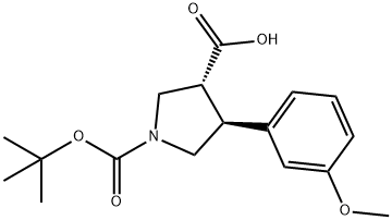 (3R,4S)-1-(tert-Butoxycarbonyl)-4-(3-Methoxyphenyl)pyrrolidine-3-carboxylic acid 结构式