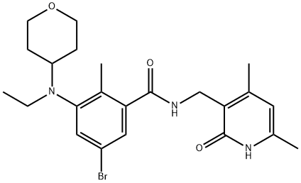 5-溴-N - ((4,6-二甲基-2-氧代-1,2-二氢吡啶-3-基)甲基)-3-(乙基(四氢-2, 1403257-80-6, 结构式