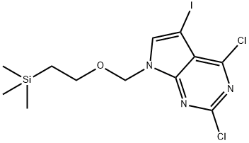 7-((2-(triMethylsilyl)ethoxy)Methyl)-2,4-dichloro-5-iodo-7H-pyrrolo[2,3-d]pyriMidine Struktur