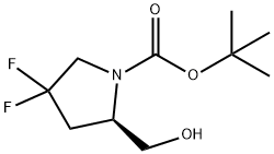 (R)-1-BOC-2-(ヒドロキシメチル)-4,4-ジフルオロピロリジン 化学構造式