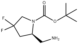 (R)-1-BOC-2-(アミノメチル)-4,4-ジフルオロピロリジン 化学構造式