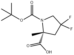 (2R)-1-Boc-4,4-difluoro-2-Methylpyrrolidine-2-carboxylic acid, 1408002-85-6, 结构式
