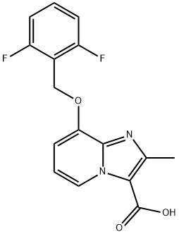 8-((2,6-二氟苄基)氧基)-2-甲基咪唑并[1,2-A]吡啶-3-羧酸 结构式