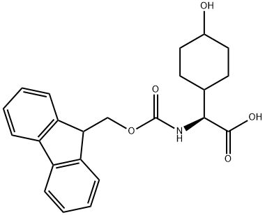 (2S)-2-((((9H-Fluoren-9-yl)Methoxy)carbonyl)aMino)-2-(4-hydroxycyclohexyl)acetic acid 化学構造式