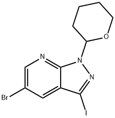 5-BroMo-3-iodo-1-(tetrahydro-2H-pyran-2-yl)-1H-pyrazolo[3,4-b]pyridine Struktur