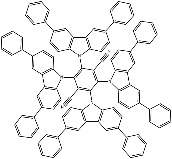 2,3,5,6-tetrakis(3,6-diphenylcarbazol-9-yl)-1,4-dicyanobenzene Structure
