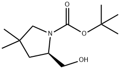 1-Pyrrolidinecarboxylic acid, 2-(hydroxyMethyl)-4,4-diMethyl-, 1,1-diMethylethyl ester, (2R)- Struktur