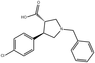(3S,4R)-1-benzyl-4-(4-chlorophenyl)pyrrolidine-3-carboxylic acid 化学構造式