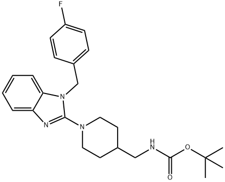 ((1-(1-(4-氟苄基)-1H-苯并[D]咪唑基-2-基)哌啶-4-基)甲基)氨基甲酸叔丁酯, 1420888-80-7, 结构式
