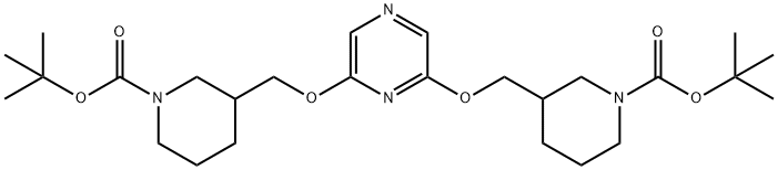 di-tert-butyl 3,3'-((pyrazine-2,6-diylbis(oxy))bis(Methylene))bis(piperidine-1-carboxylate) Struktur