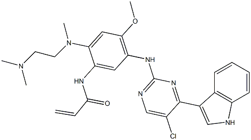 N-[5-[[5-氯-4-(1H-吲哚-3-基)-2-嘧啶基]氨基]-2-[[2-(二甲基氨基)乙基]甲基氨基]-4-甲氧基苯基]-2-丙烯酰胺,1421373-62-7,结构式