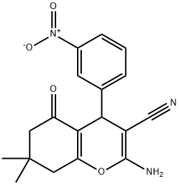 2-amino-7,7-dimethyl-4-(3-nitrophenyl)-5-oxo-5,6,7,8-tetrahydro-4H-chromene-3-carbonitrile Structure
