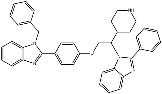 1H-BenziMidazole, 2-[4-[2-(2-phenyl-1H-benziMidazol-1-yl)-2-(4-piperidinyl)ethoxy]phenyl]-1-(phenylMethyl)- 化学構造式
