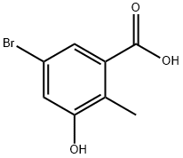 5-ブロモ-3-ヒドロキシ-2-メチル安息香酸 化学構造式