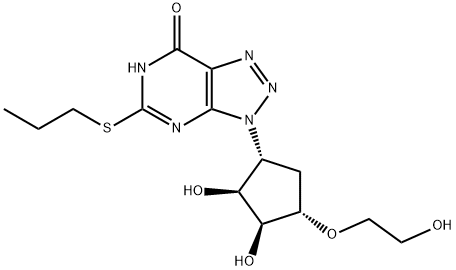 (1S,2S,3R,5S)-3-(7-hydroxy-5-(propylthio)-3H-[1,2,3]triazolo[4,5-d]pyriMidin-3-yl)-5-(2-hydroxyethoxy)cyclopentane-1,2-diol 化学構造式