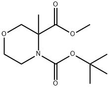 3-メチルモルホリン-3,4-ニカルボン酸4-TERT-ブチル3-メチル 化学構造式
